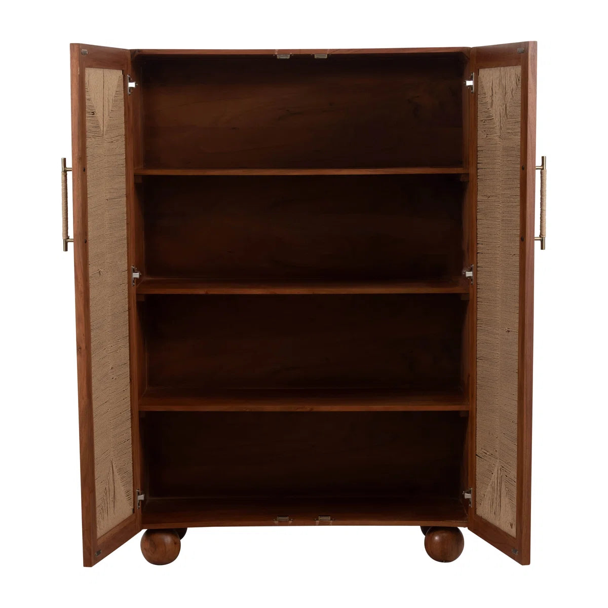 60" Brown Acacia Wood Armoire – Modern Bedroom Wardrobe, Rectangular Design