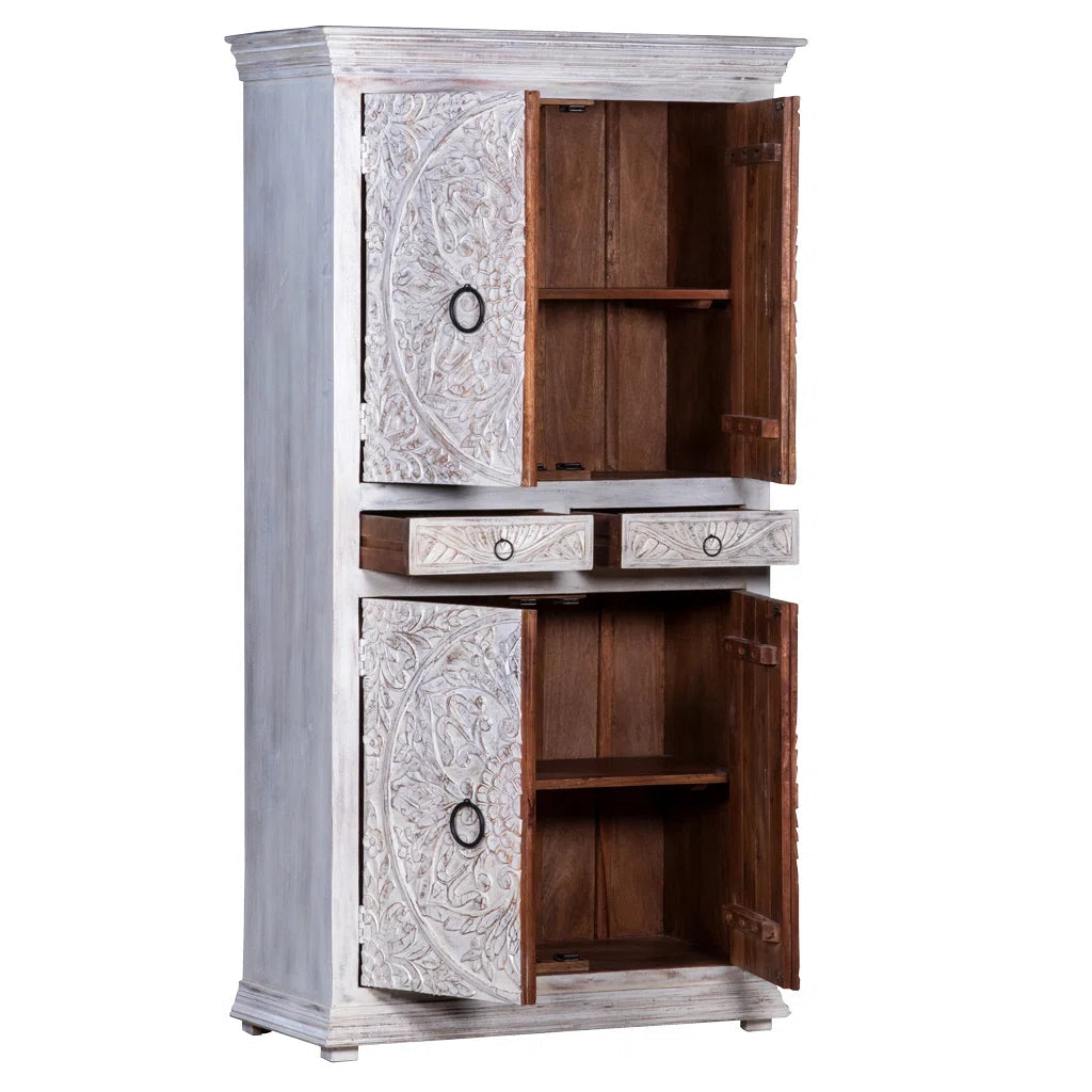 Lancey Solid Wood Wardrobe Armoire Minimalist Stylish Storage OUCH CART