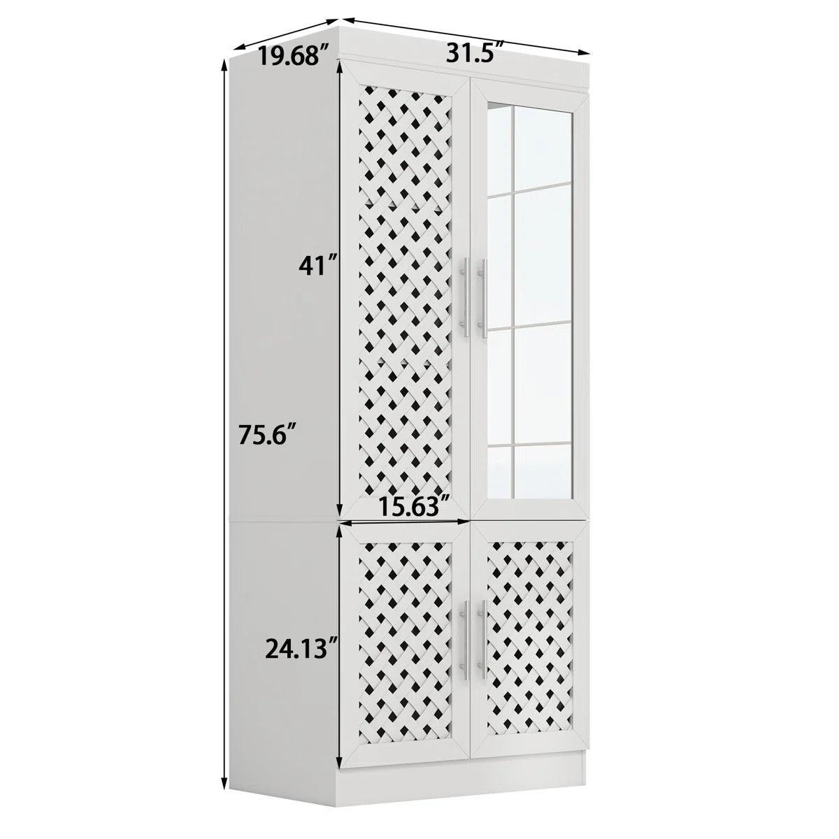 Spacious 75.6'' H Armoire – 3 Woven Doors Wardrobe with Mirror & Sensor Light OUCH CART