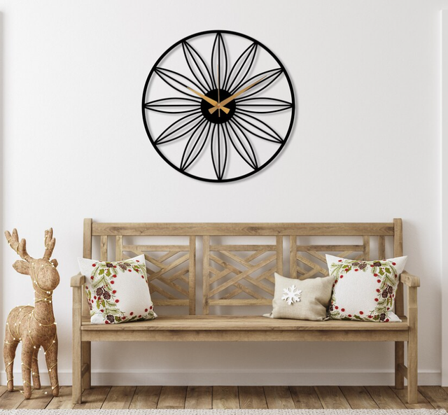 twele leaf black wallclock N.R.HOMESDECOR