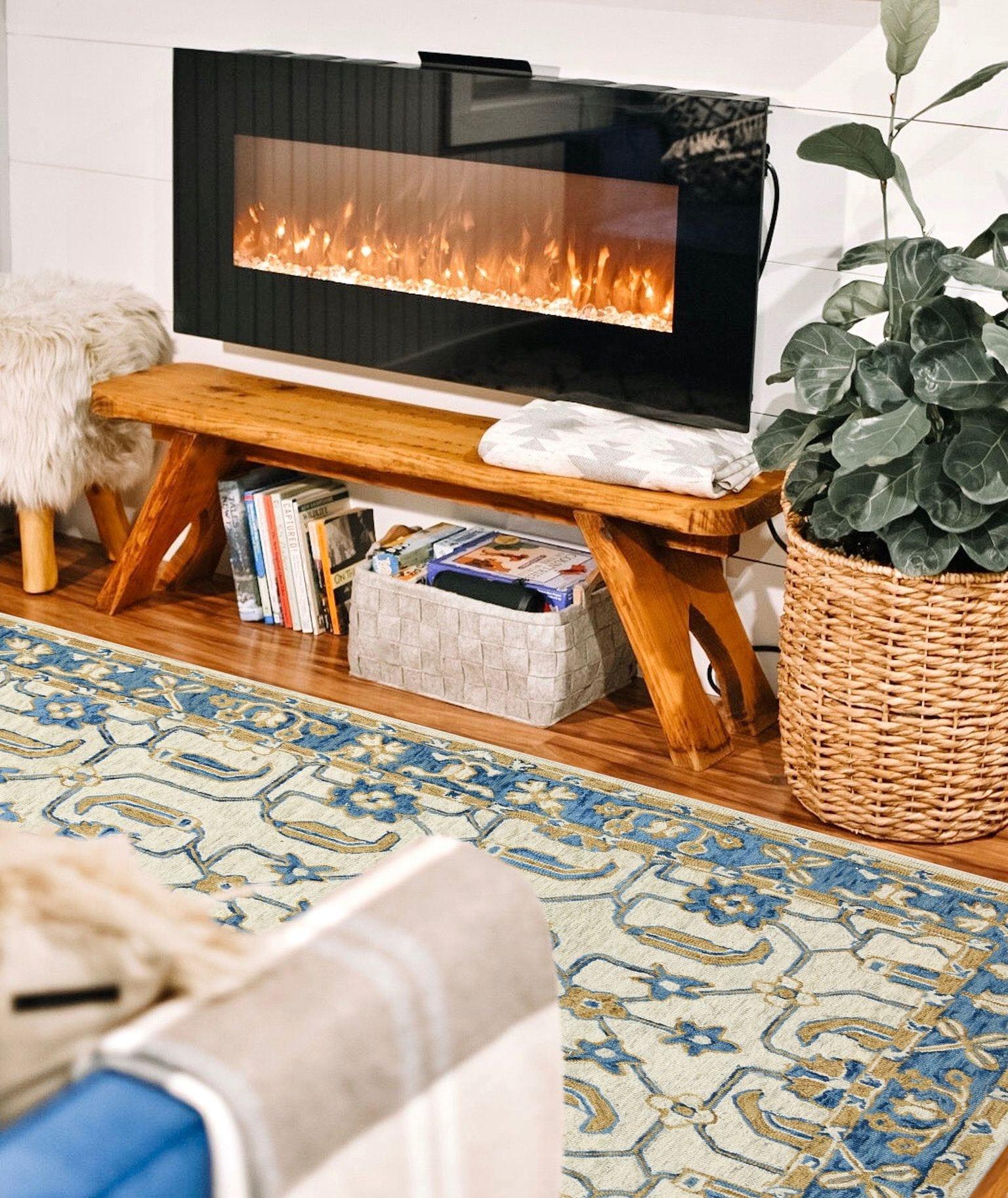 Royal Blue Wool Romania 4x6 Feet Hand-Tufted Carpet - Rug - Ouch Cart