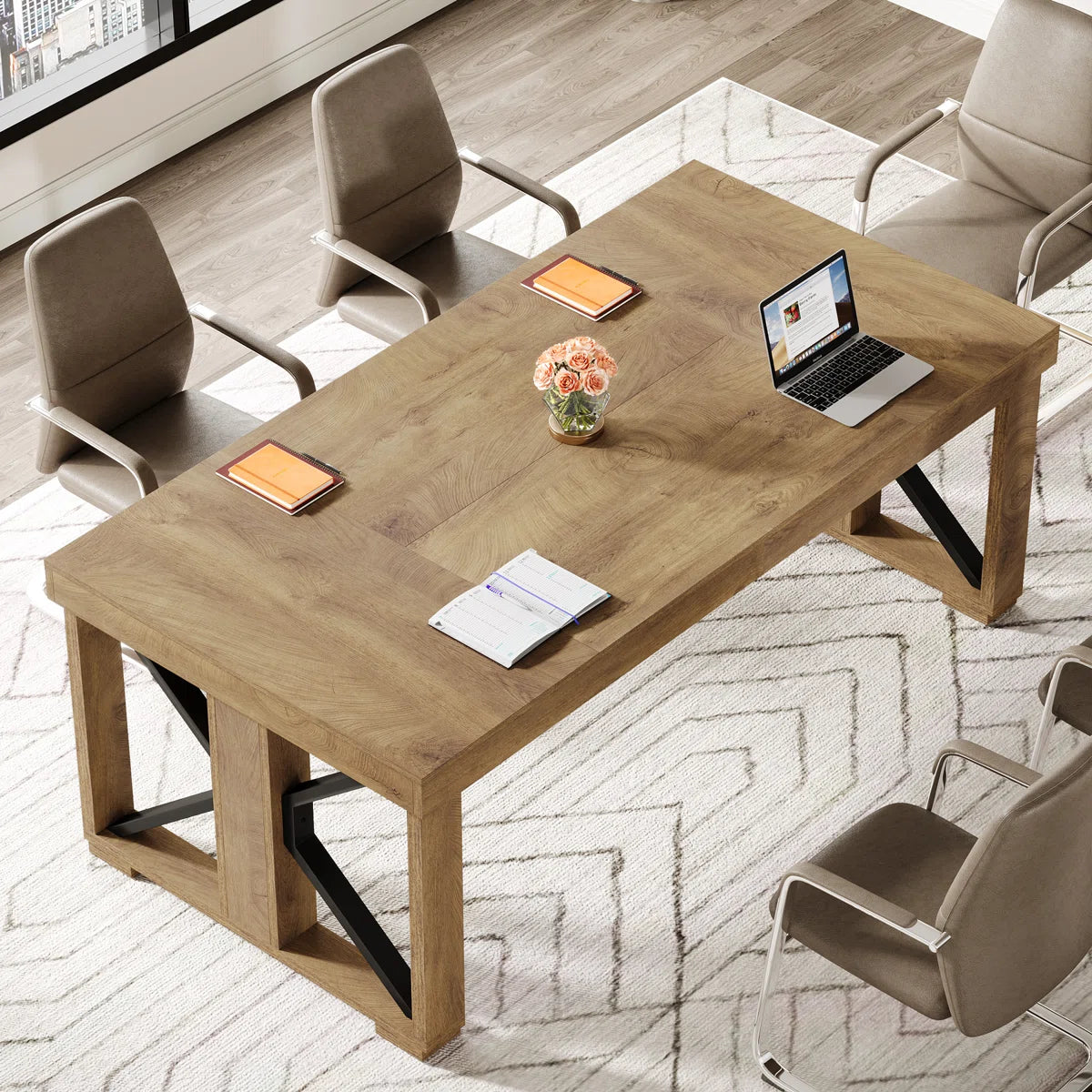 70.86" Rectangular Conference Table For 6-8, Large Business Seminar Table For Meeting room