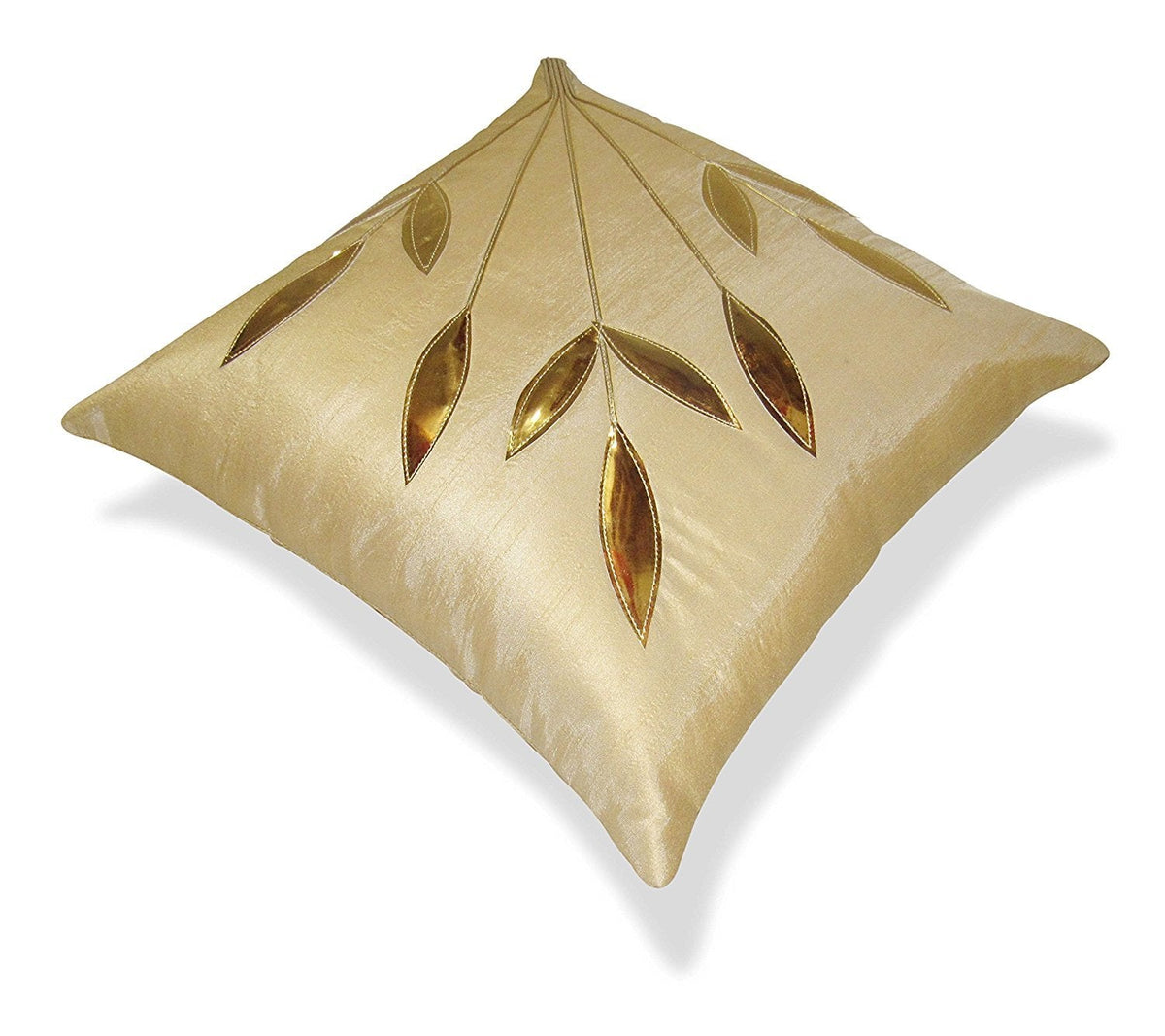 Silk Checked Cushion Covers 16 x 16 Inch, Beige, Set of 5 OUCH CART
