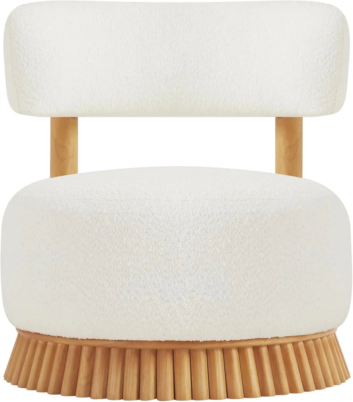 Ouch Cart Modern Upholstered Accent Chair | Stylish Round Lounge Chair with Wooden Base