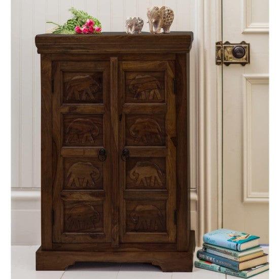 sheesham Wood Storage gajraj Cabinet 60x35x90 CM | Book Storage | Sideboard (Walnut Finish) - Ouch Cart