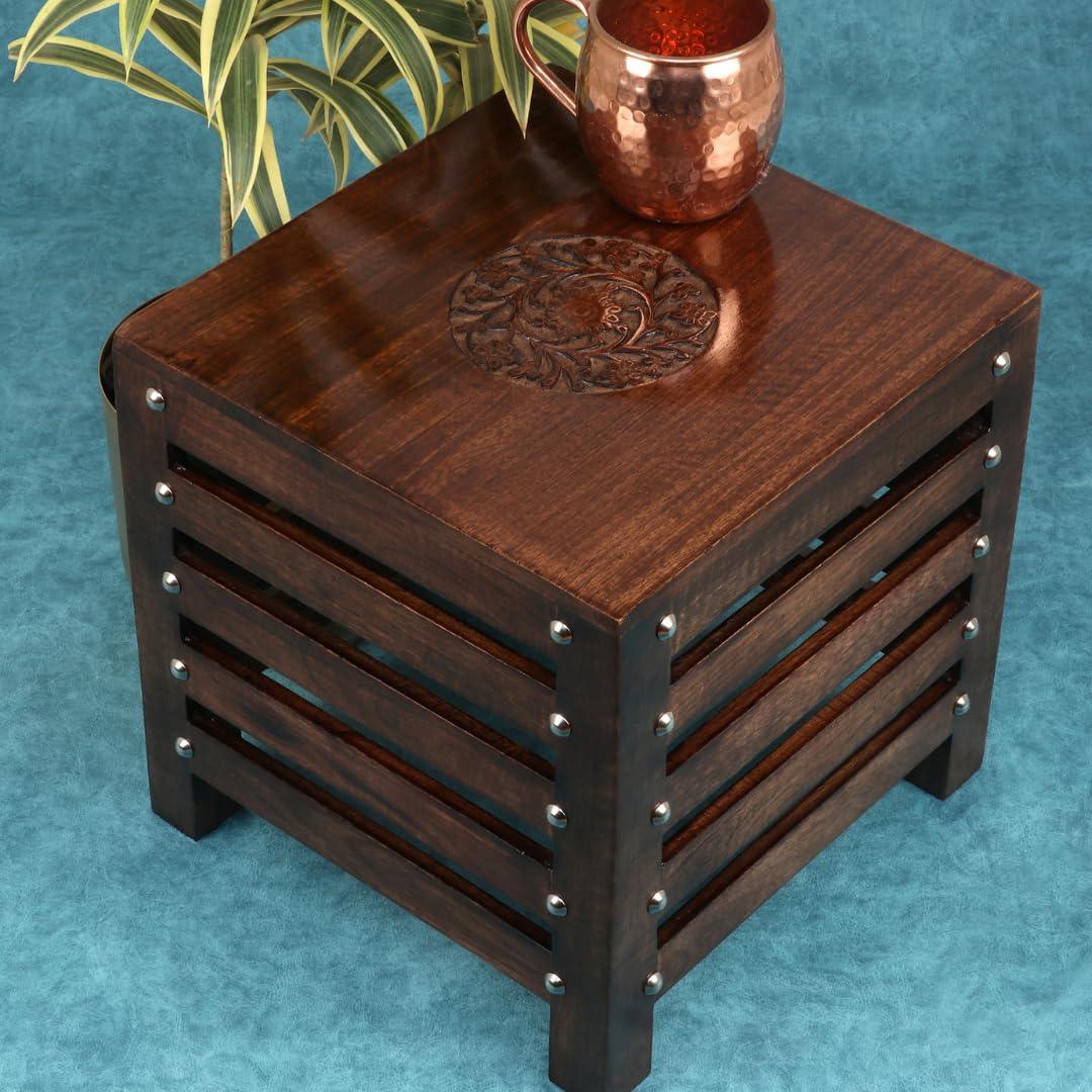 Wooden Beautiful Handmade Stool | Table | for Office | Home Furniture | Outdoor | Décor - Brown - Ouch Cart