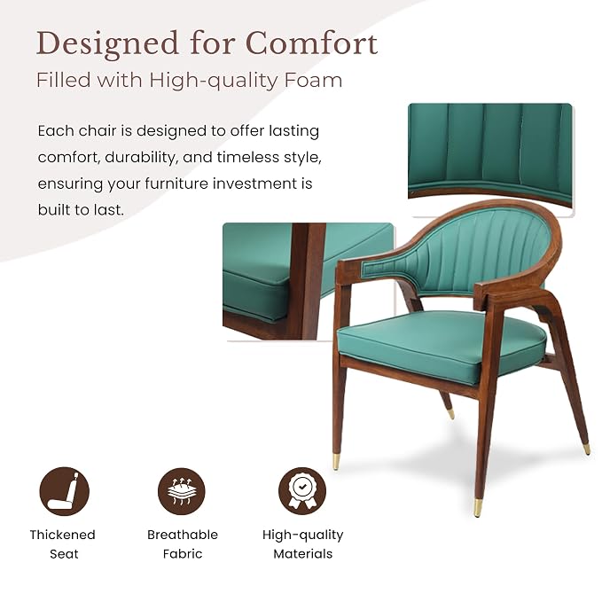 Brown & Emerald Green Acacia Wood Accent Chair OUCH CART