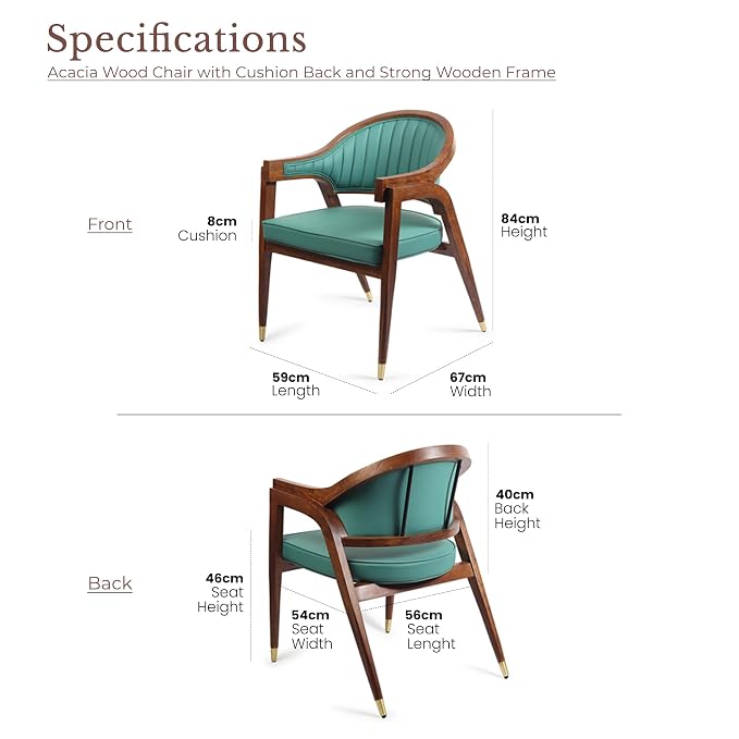 Brown & Emerald Green Acacia Wood Accent Chair OUCH CART