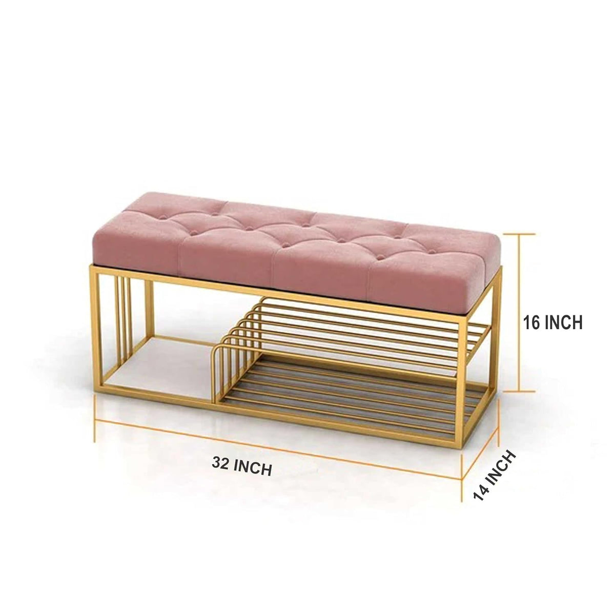 Velvet Upholstered Entryway Shoe Rack Bench with Storage Ouch Cart