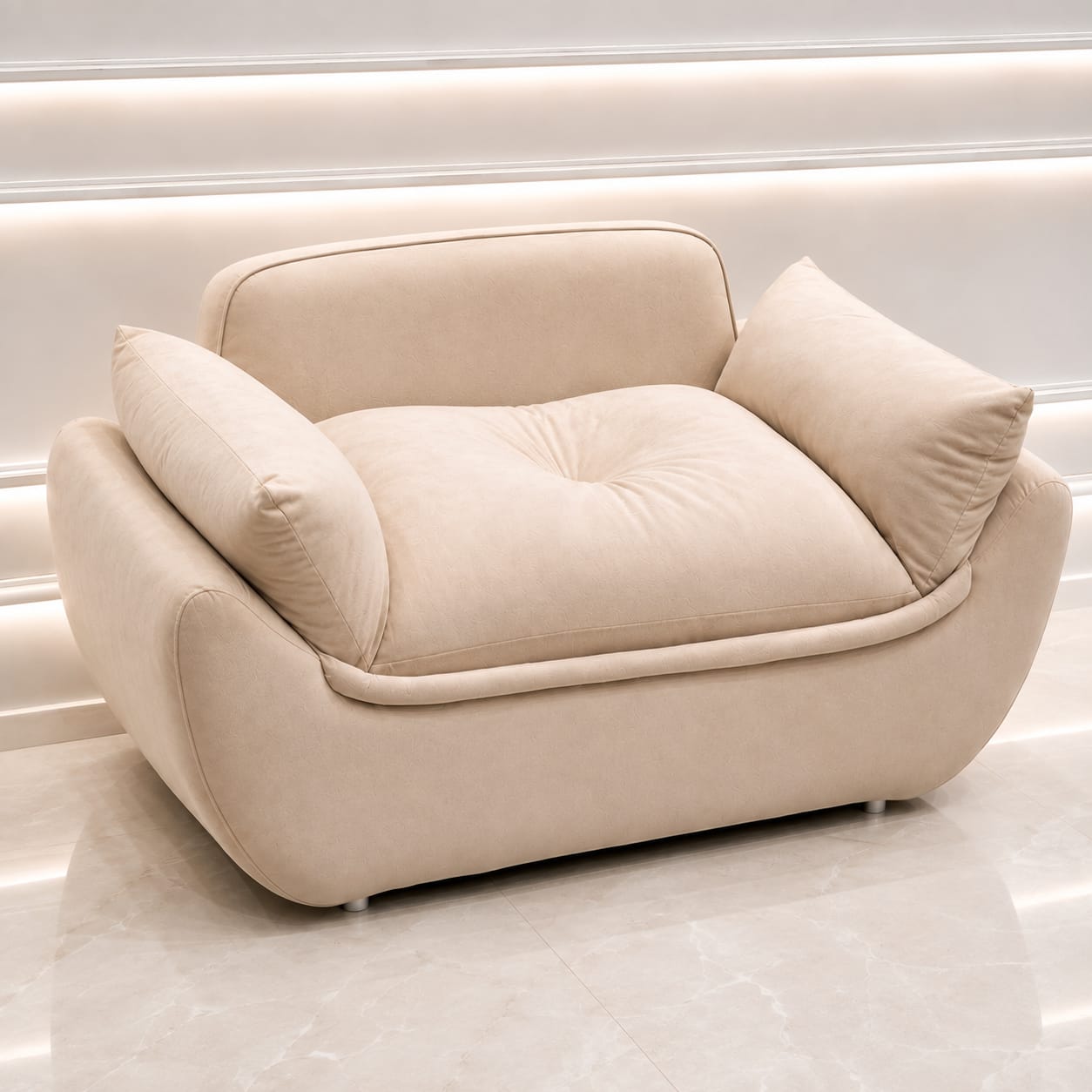 Ouch Cart Modern Luxury 2 Seater Sofa | Plush Cream Upholstered Sofa for Living Room