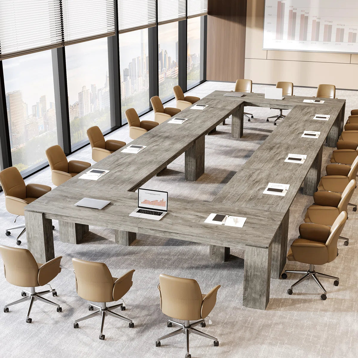 7 FT Extra Long Conference Table, 86-Inch Office Meeting Room Table
