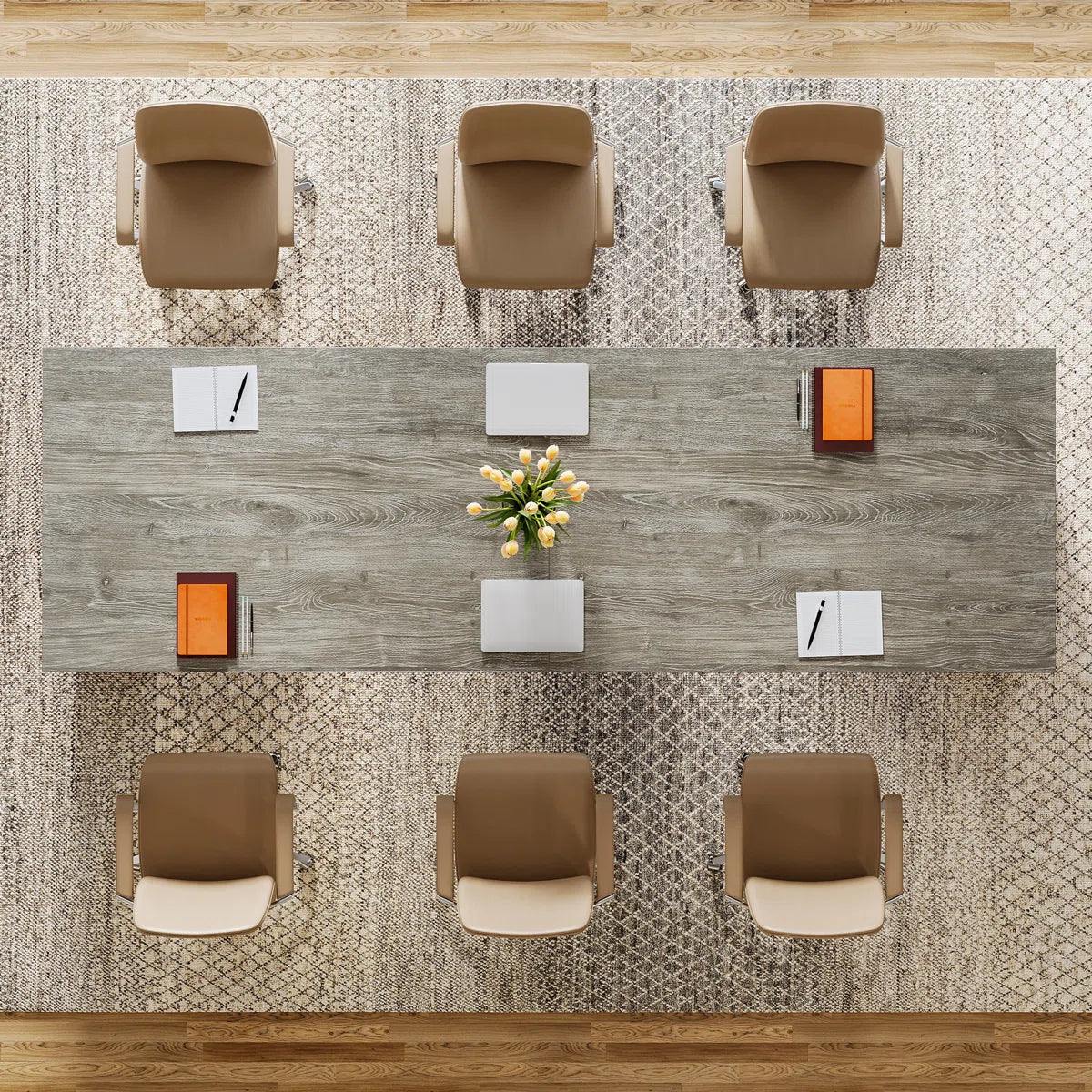 7 FT Extra Long Conference Table, 86-Inch Office Meeting Room Table