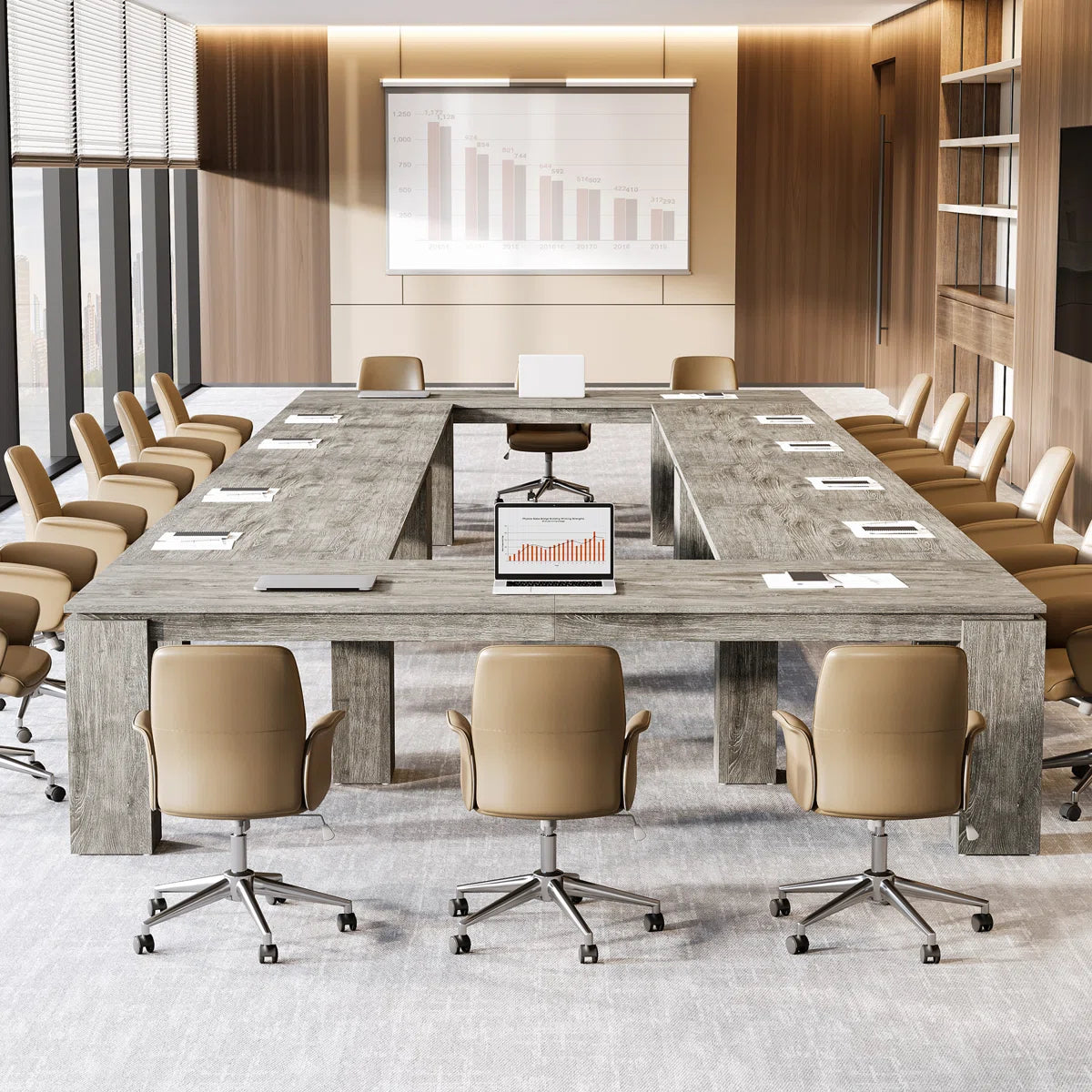 7 FT Extra Long Conference Table, 86-Inch Office Meeting Room Table-OUCH CART
