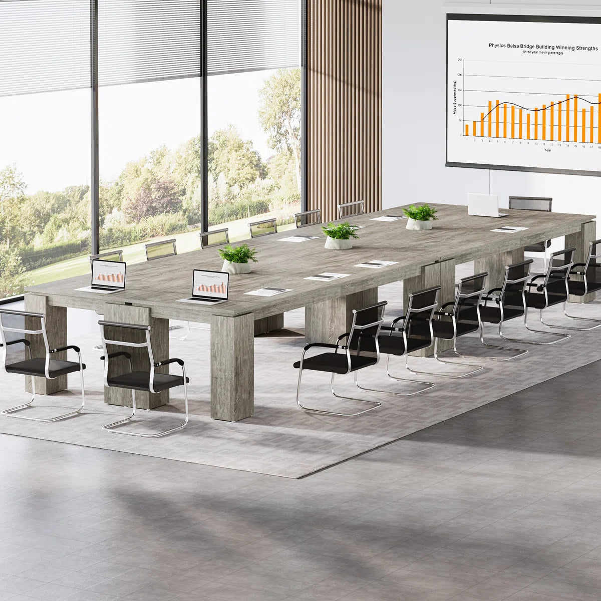 7 FT Extra Long Conference Table, 86-Inch Office Meeting Room Table