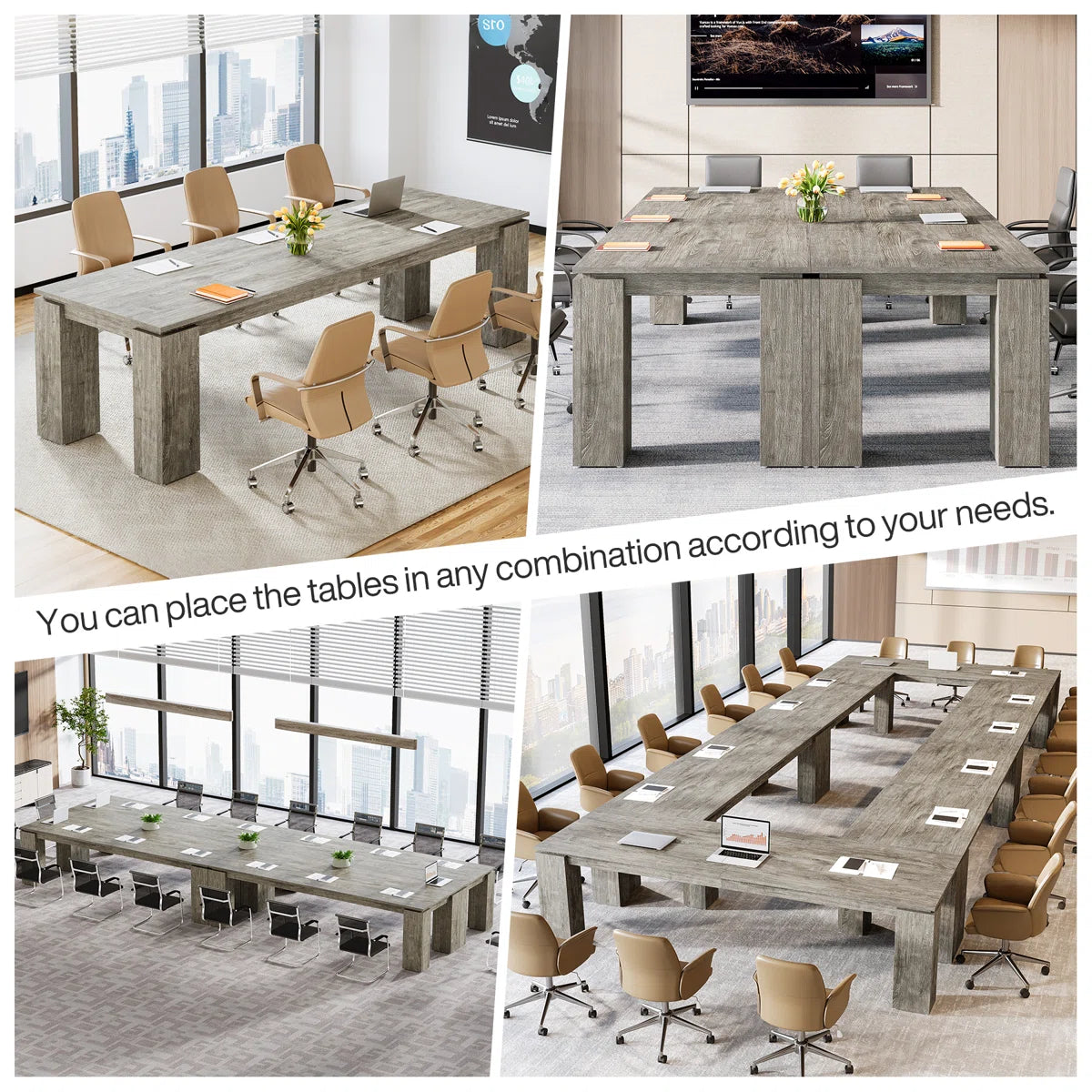 7 FT Extra Long Conference Table, 86-Inch Office Meeting Room Table