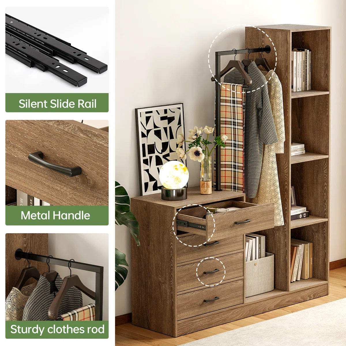 71'' Entryway Storage Cabinet with Drawers – Modern Hallway Wardrobe Organizer