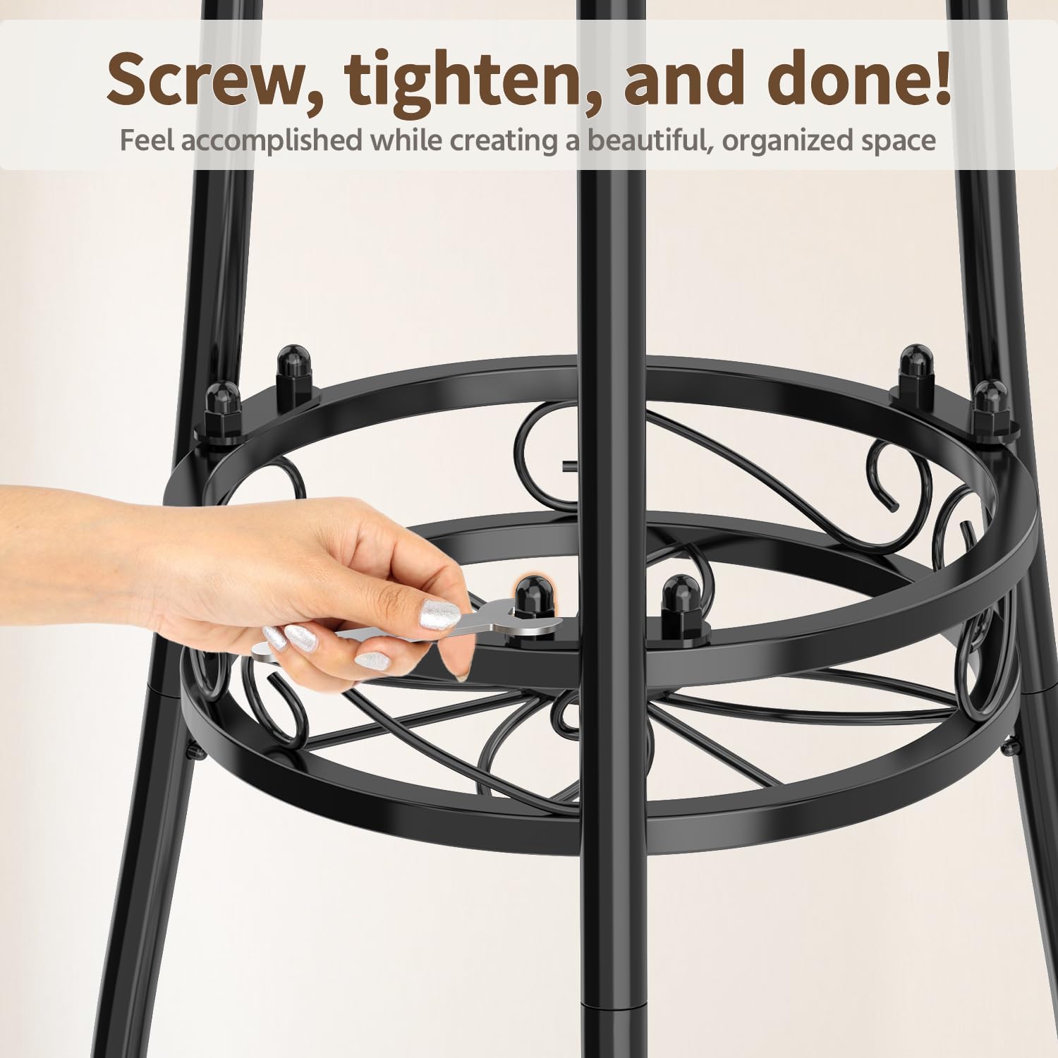 Ouch Cart 3 Tier Black Metal Plant Stand for Multiple Large Planters Indoor Outdoor Organizer, Heavy Duty Tall Flower Stand for Corner Patio Bathroom Office, Modern Sturdy Vertical Iron Rack