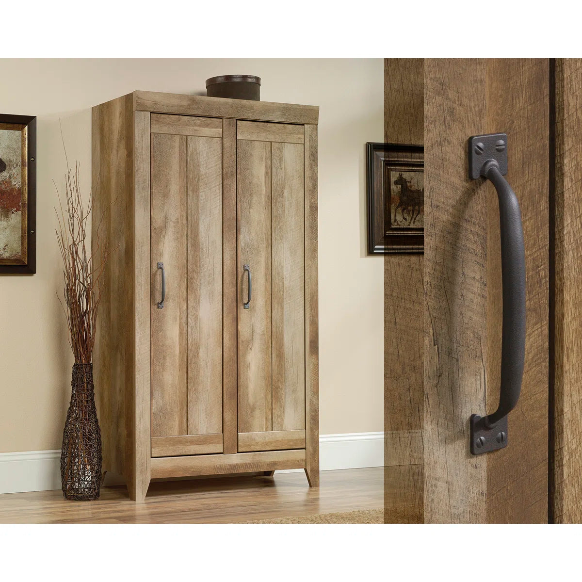 Fullon Wide Wooden Storage Cabinet – Contemporary Organizer with Shelves & Doors OUCH CART