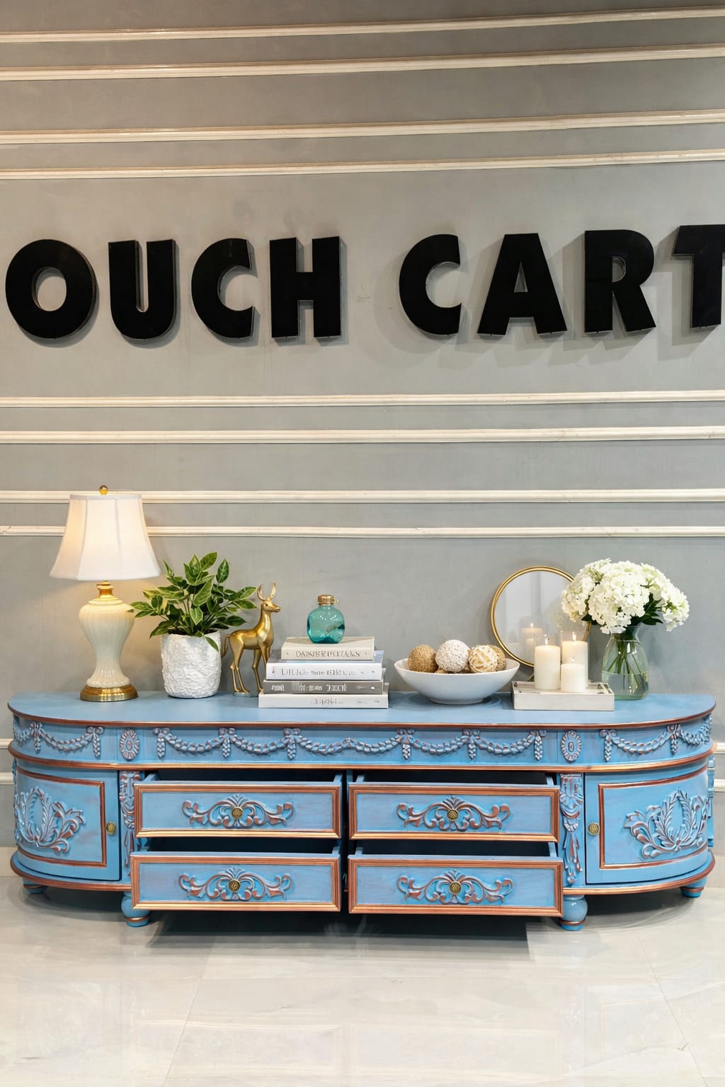 American Style Solid Wood Carved TV Cabinet OUCH CART