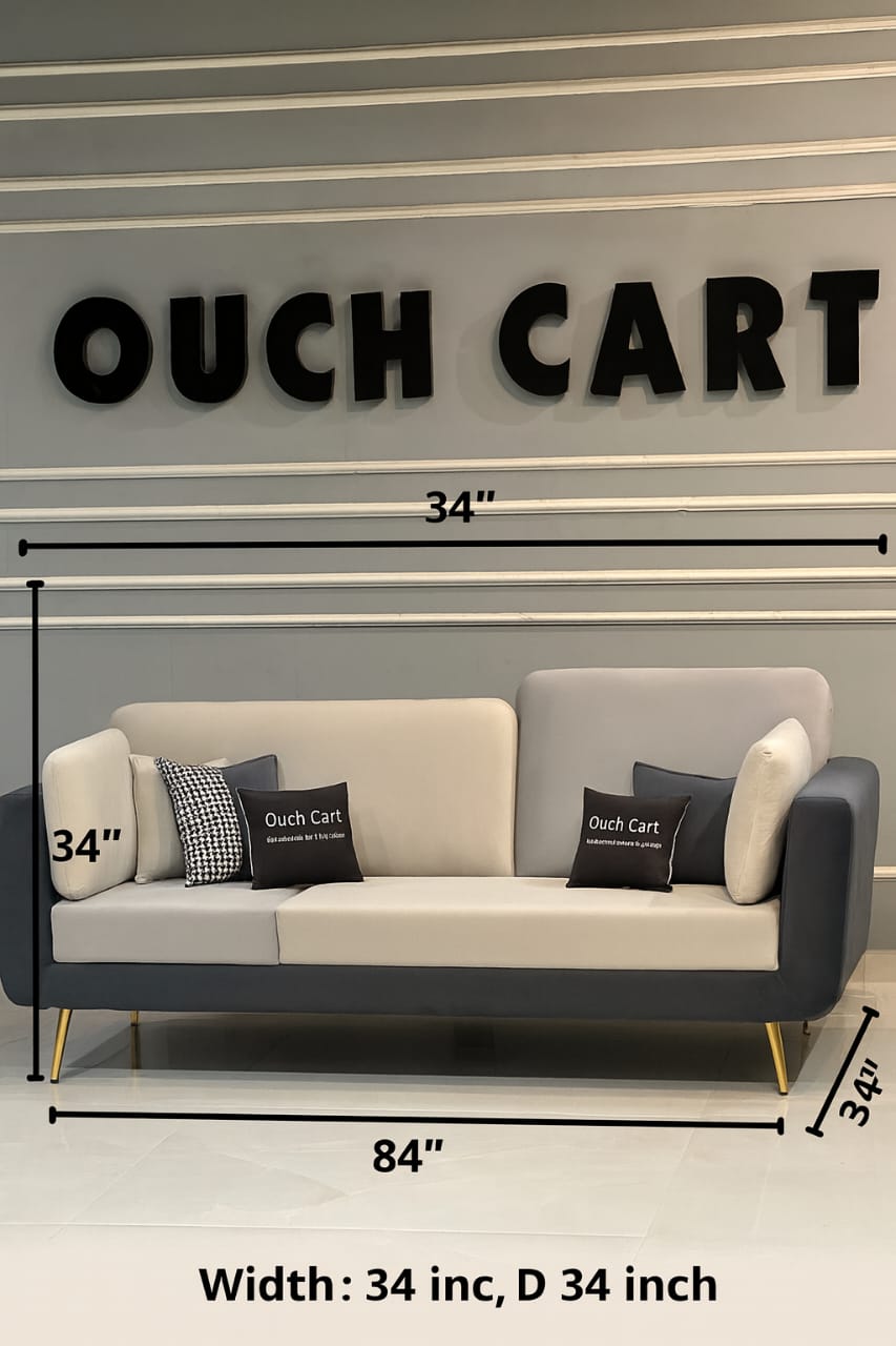 Luxurious Velvet Upholstered 3-Seater Sofa OUCH CART