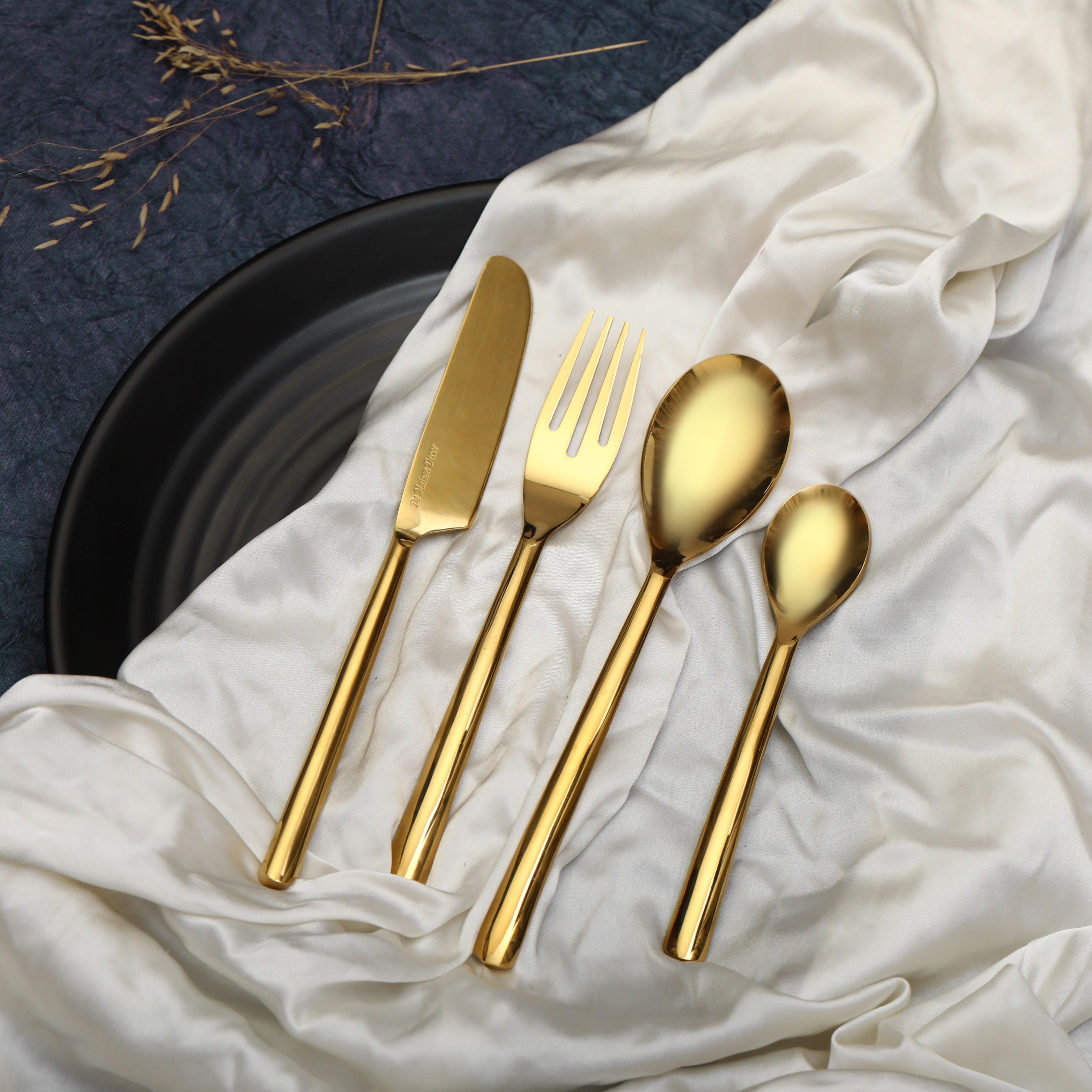 Ava Luxe Gold Cutlery Set of 24 - Ouch Cart
