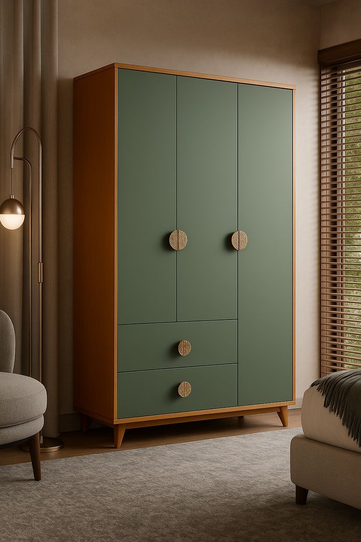 Modern 3 Door Wooden Wardrobe with 2 Drawers OUCH CART