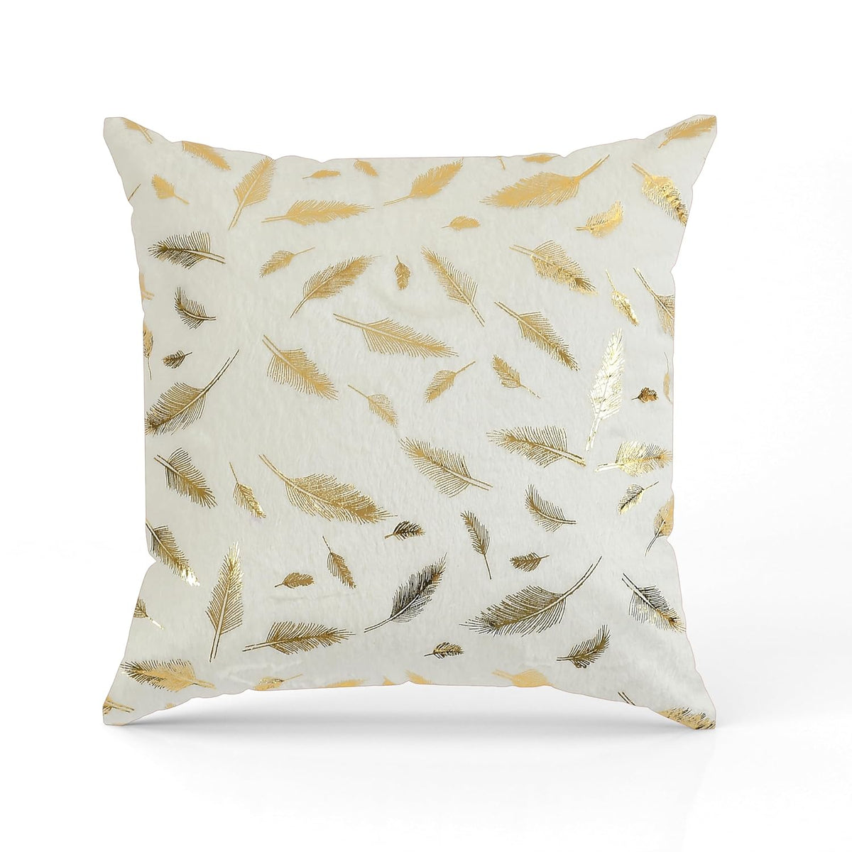 Luxury Soft Chenille Cushion Covers Set of 5 Floral Feather Print Decorative Pillow Covers | White | Sofa, Couch & Bed Décor OUCH CART