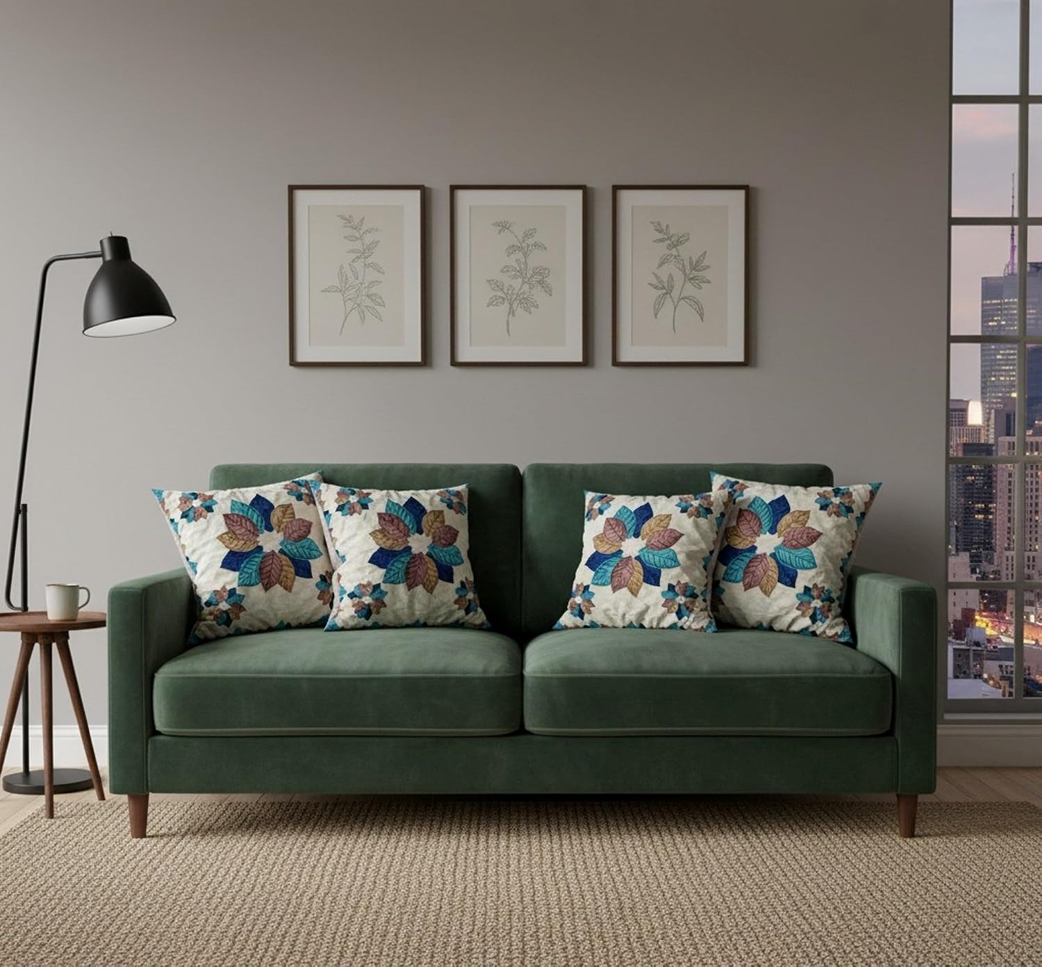 Multicolor Floral Printed Cushion Covers – Set of 5