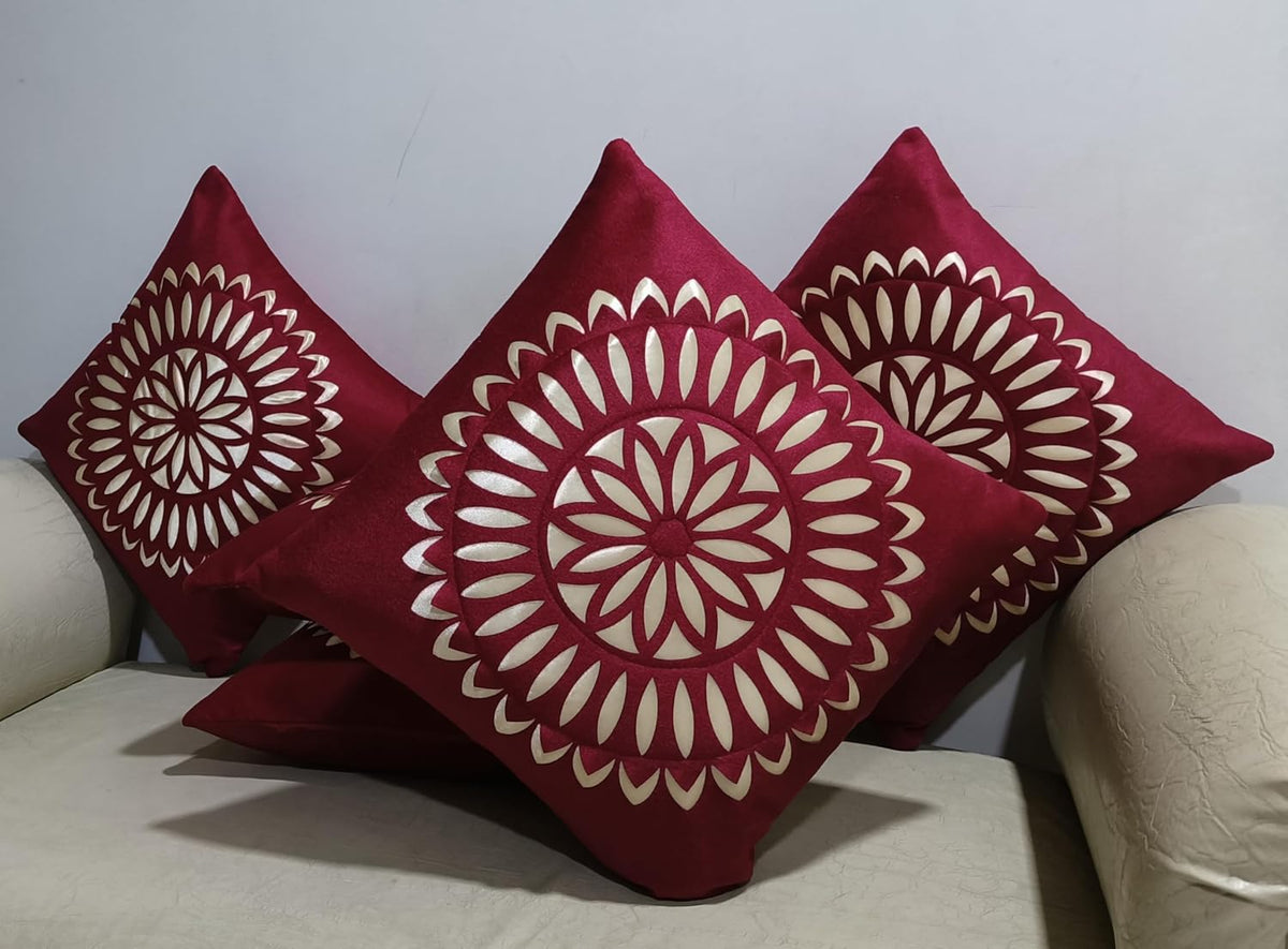 Floral Cushion Covers Set of 5, 16 x 16 Inch Velvet Square Covers for Sofa & Bedroom OUCH CART