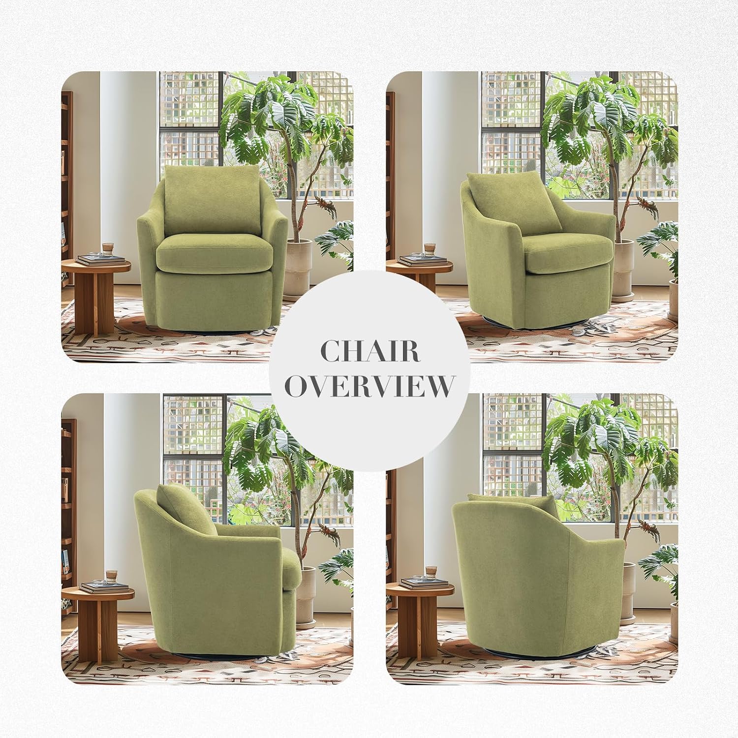 Upholstered Barrel Armchair with Metal Base for Living Room & Bedroom