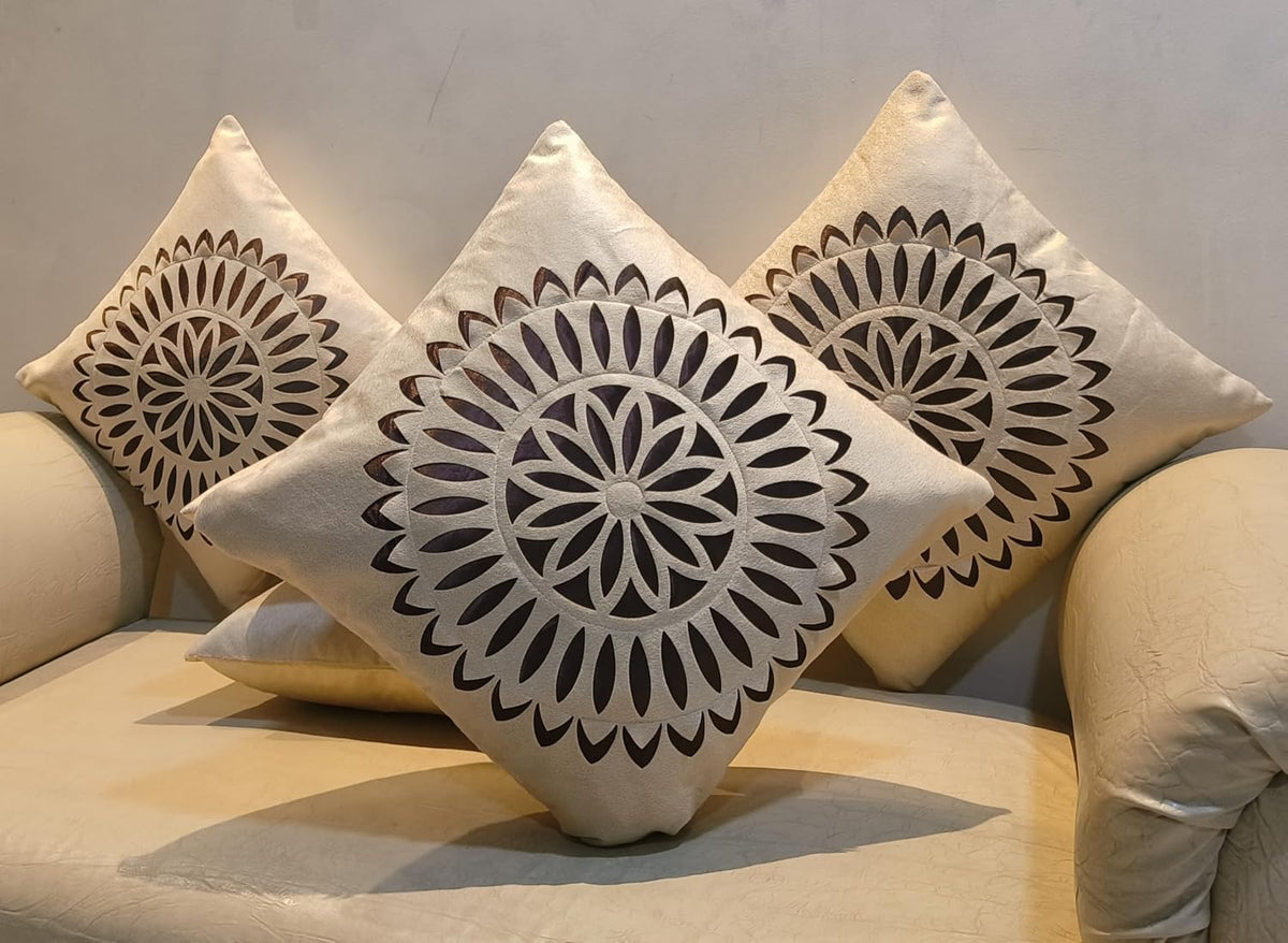 Floral Cushion Covers Set of 5, 16 x 16 Inch Velvet Square Covers for Sofa & Bedroom OUCH CART