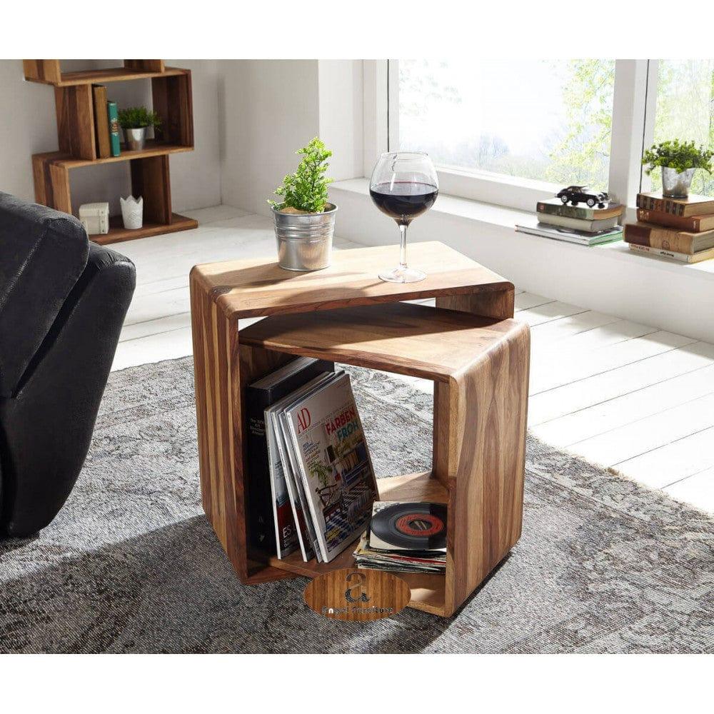Nested Cube - Side Table Honey Finish - Ouch Cart