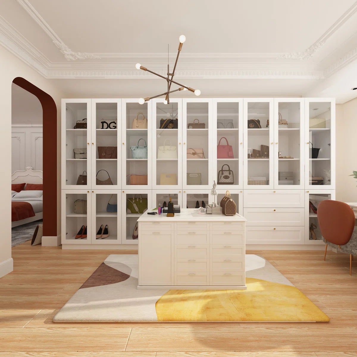 Bobbilee 141.7 Inch Wide Armoire Wardrobe with 3 Drawers Spacious Bedroom Storage