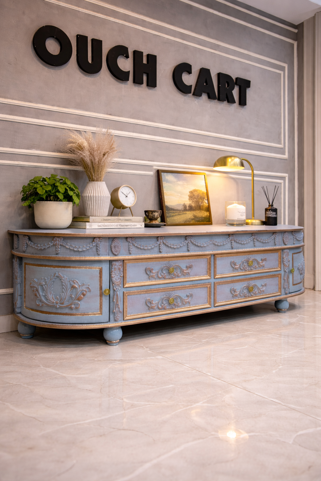 American Style Solid Wood Carved TV Cabinet