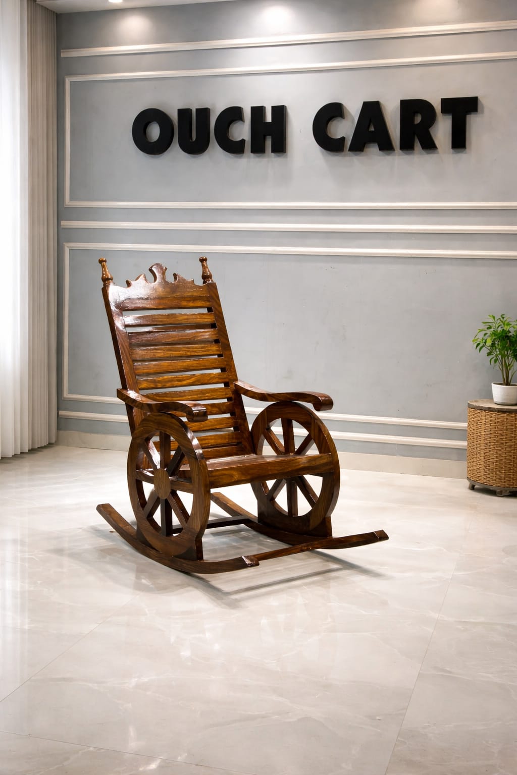 Harold Solid Wood Rocking Chair In Honey Oak Finish OUCH CART