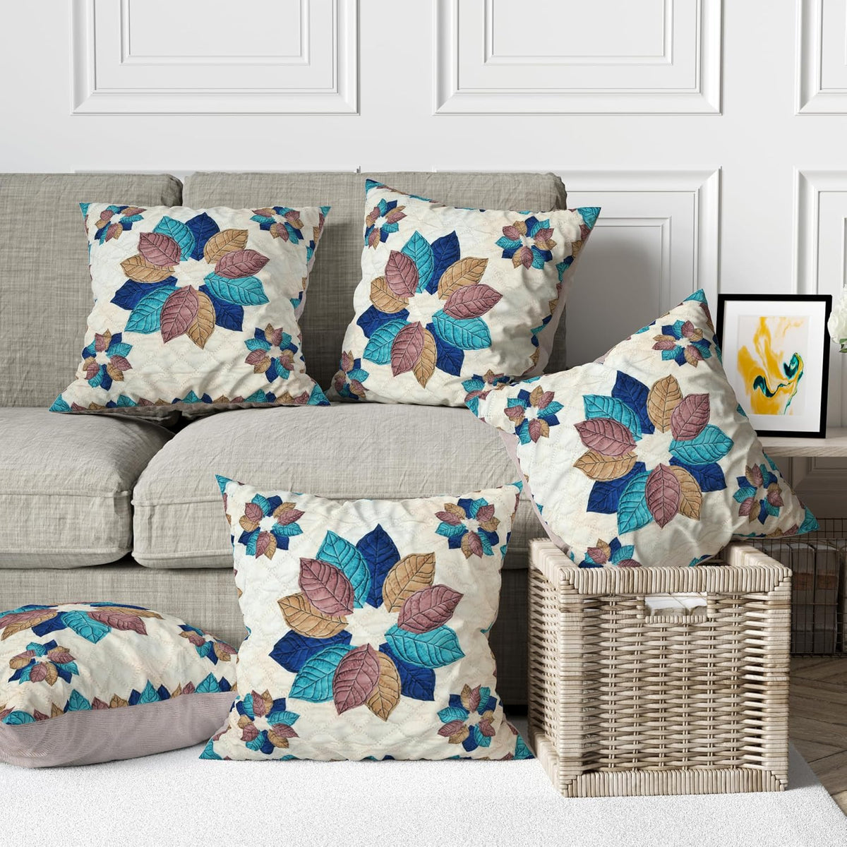 Multicolor Floral Printed Cushion Covers – Set of 5 OUCH CART