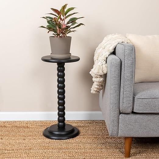 Creative Co-Op Stacked Pedestal Cocktail Side Table, Plant Stand Black - Ouch Cart