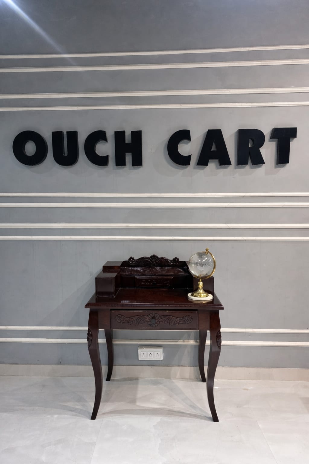 Furniture Piece Carved Wood Two Drawer Telephone Table