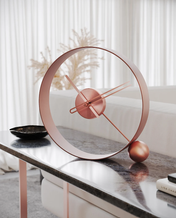 Ball and Ring table clock copper