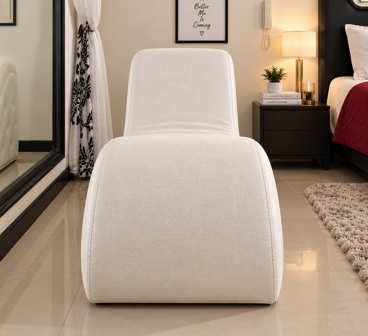 Luxury Dark Red Chaise Lounge | Modern Tufted Upholstered Bedroom Relaxation Sofa OUCH CART