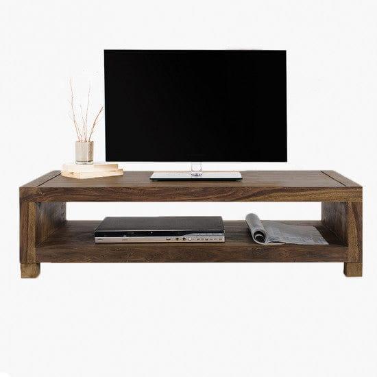 Providence Solid Sheesham Wood Tv unit | Coffee table in Walnut Finish - Ouch Cart