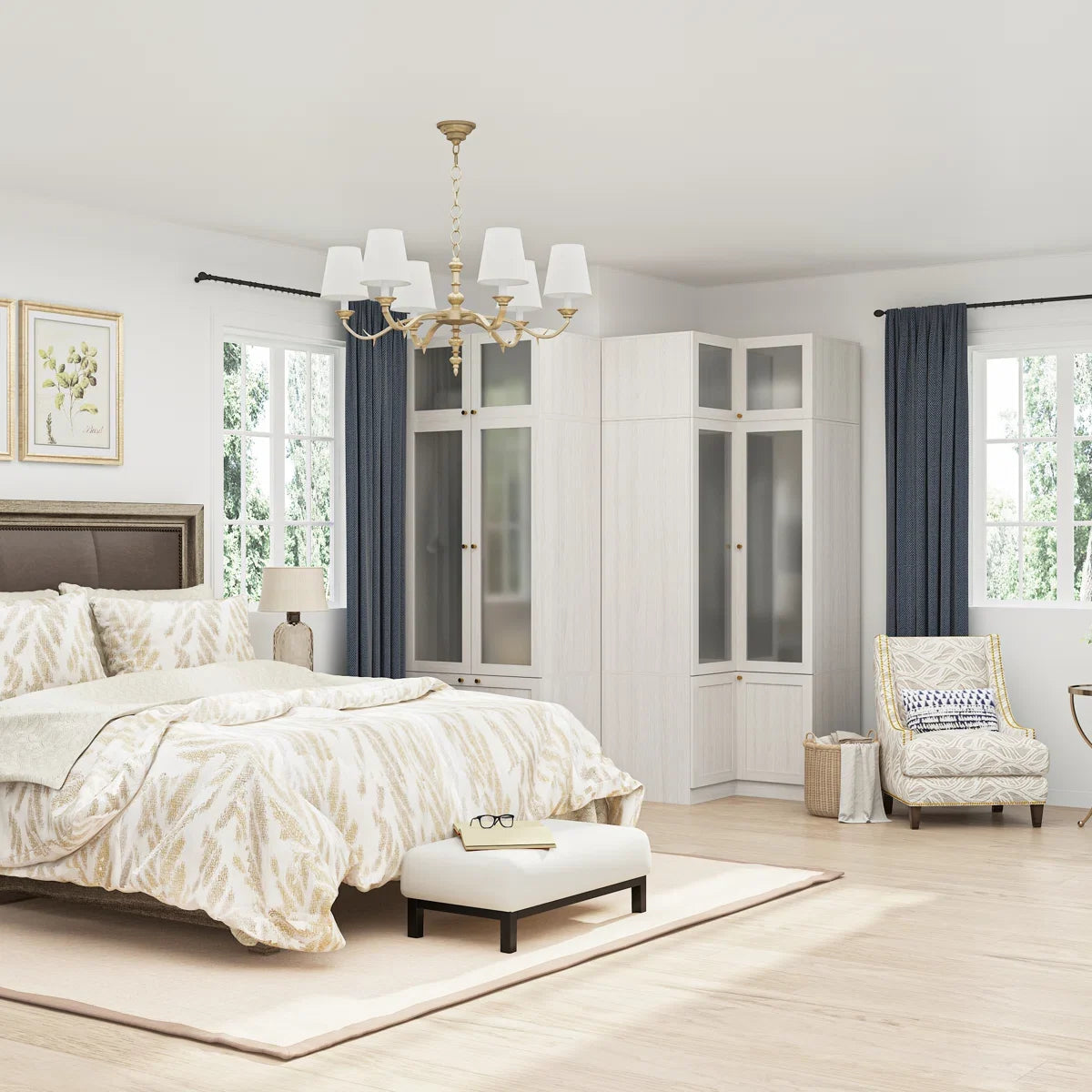 Iffat Armoire – Modern Wardrobe Closet with Shelves & Hanging Storage