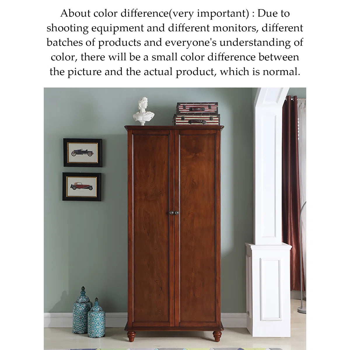 Rubber Wood Wardrobe – American-Style Wooden Closet for Bedroom OUCH CART
