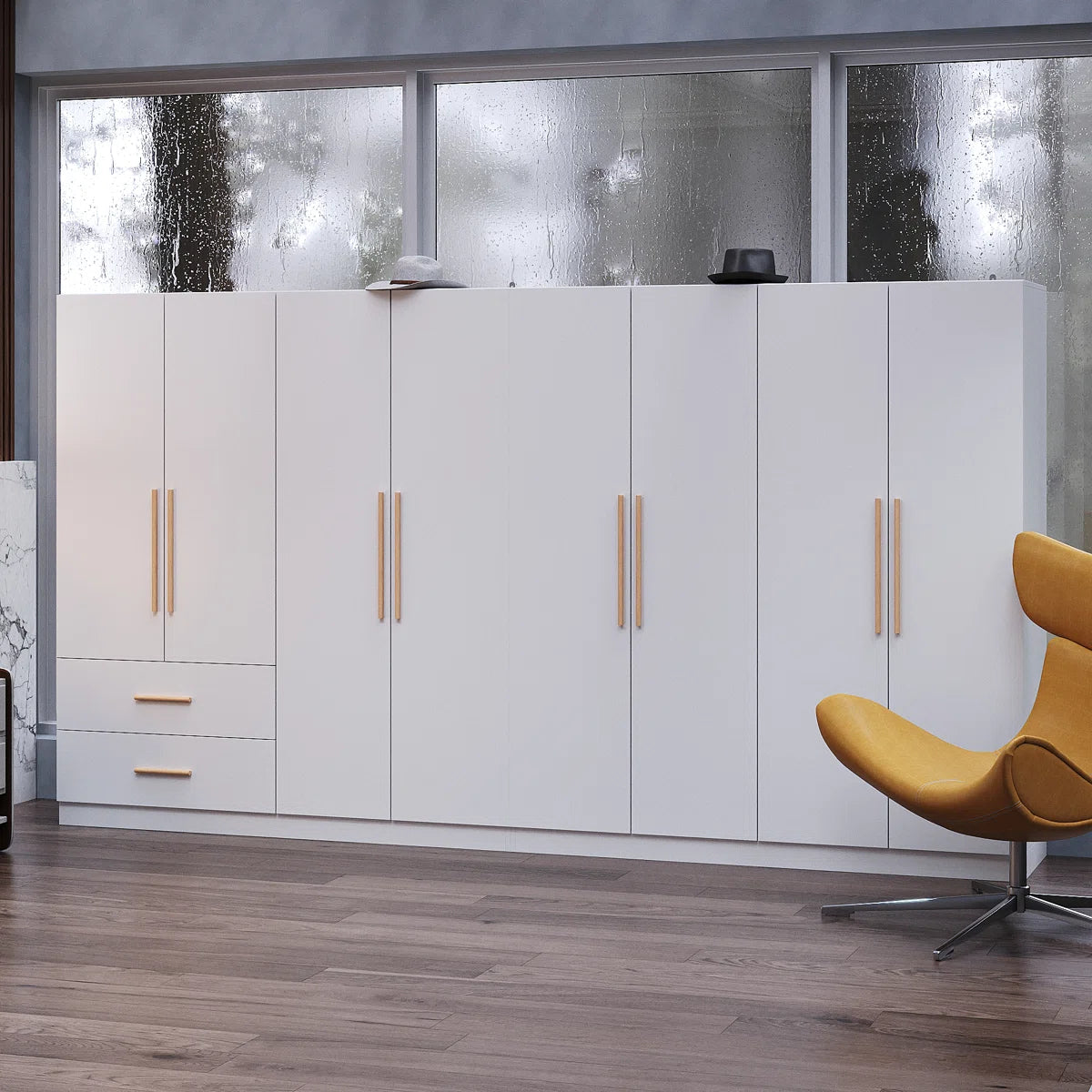 8-Door Wardrobe Modern Elegant Design Large Storage with Anti-Tip Feature