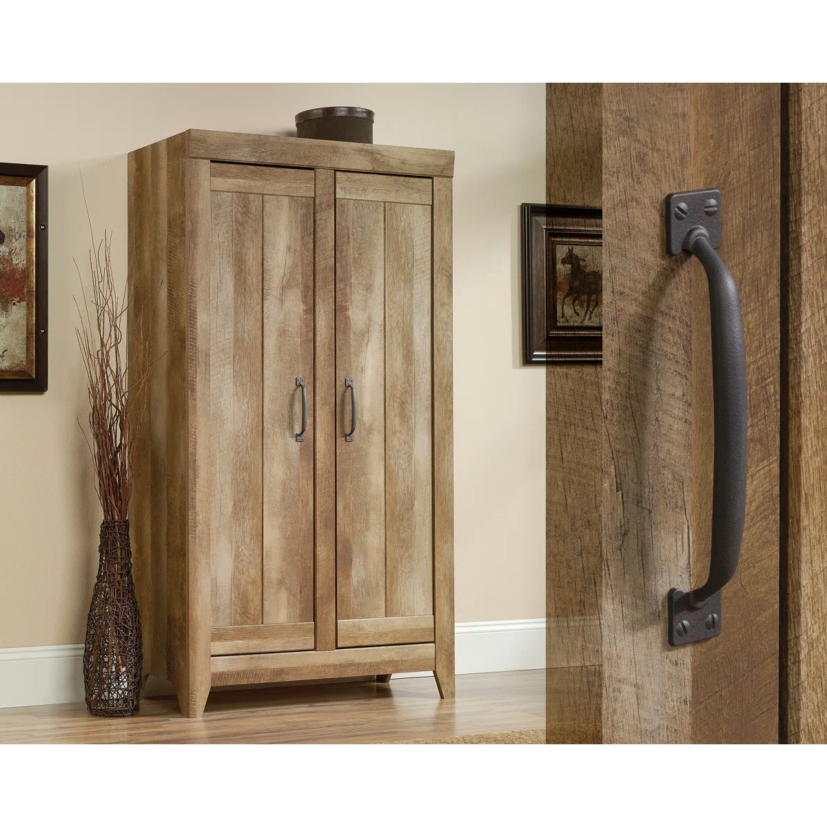 Fullon Wide Wooden Storage Cabinet – Contemporary Organizer with Shelves & Doors OUCH CART