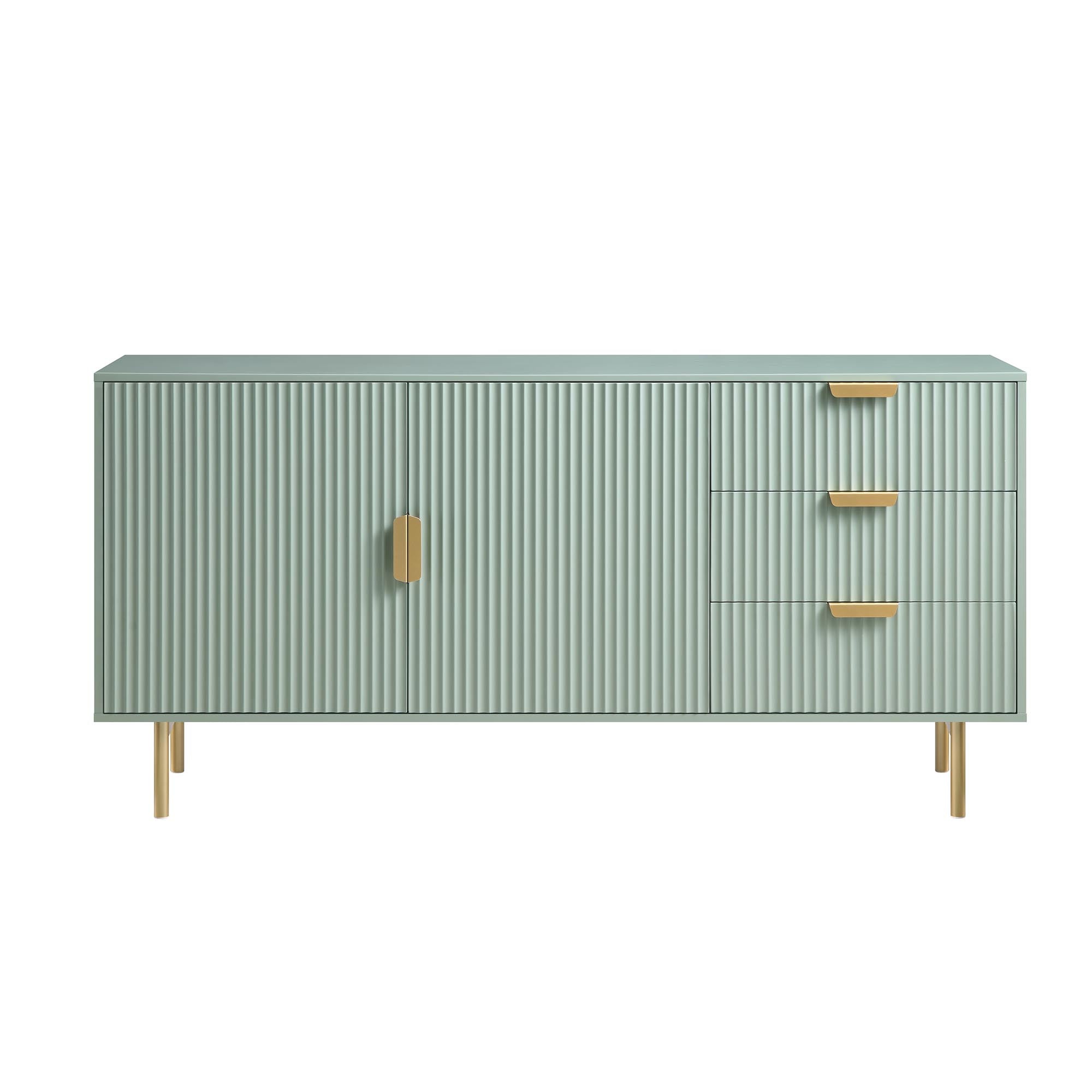 Modern Fluted Sideboard Cabinet with Drawers & Storage