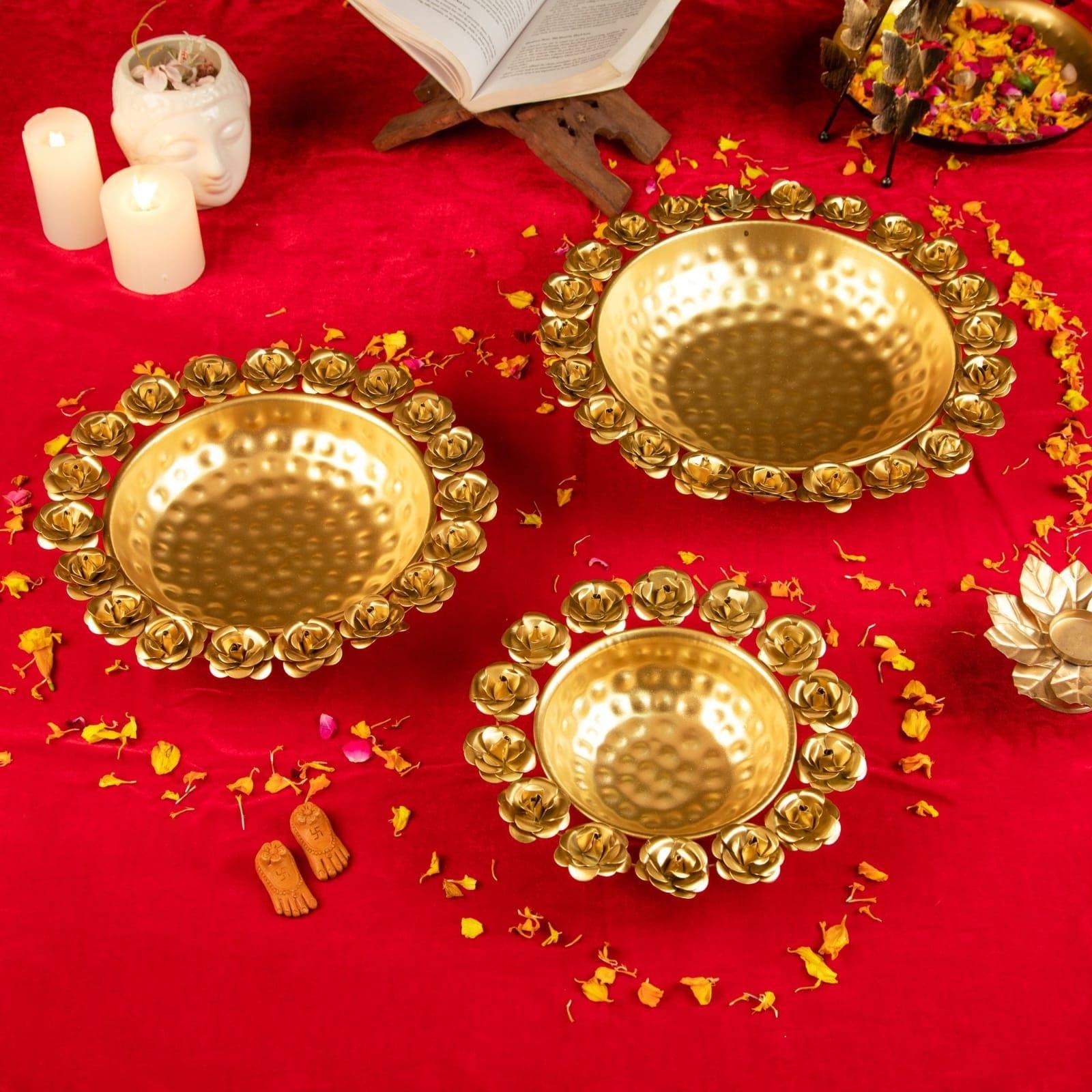 ASTONISHING GULAB URLI SET OF 3. - Ouch Cart