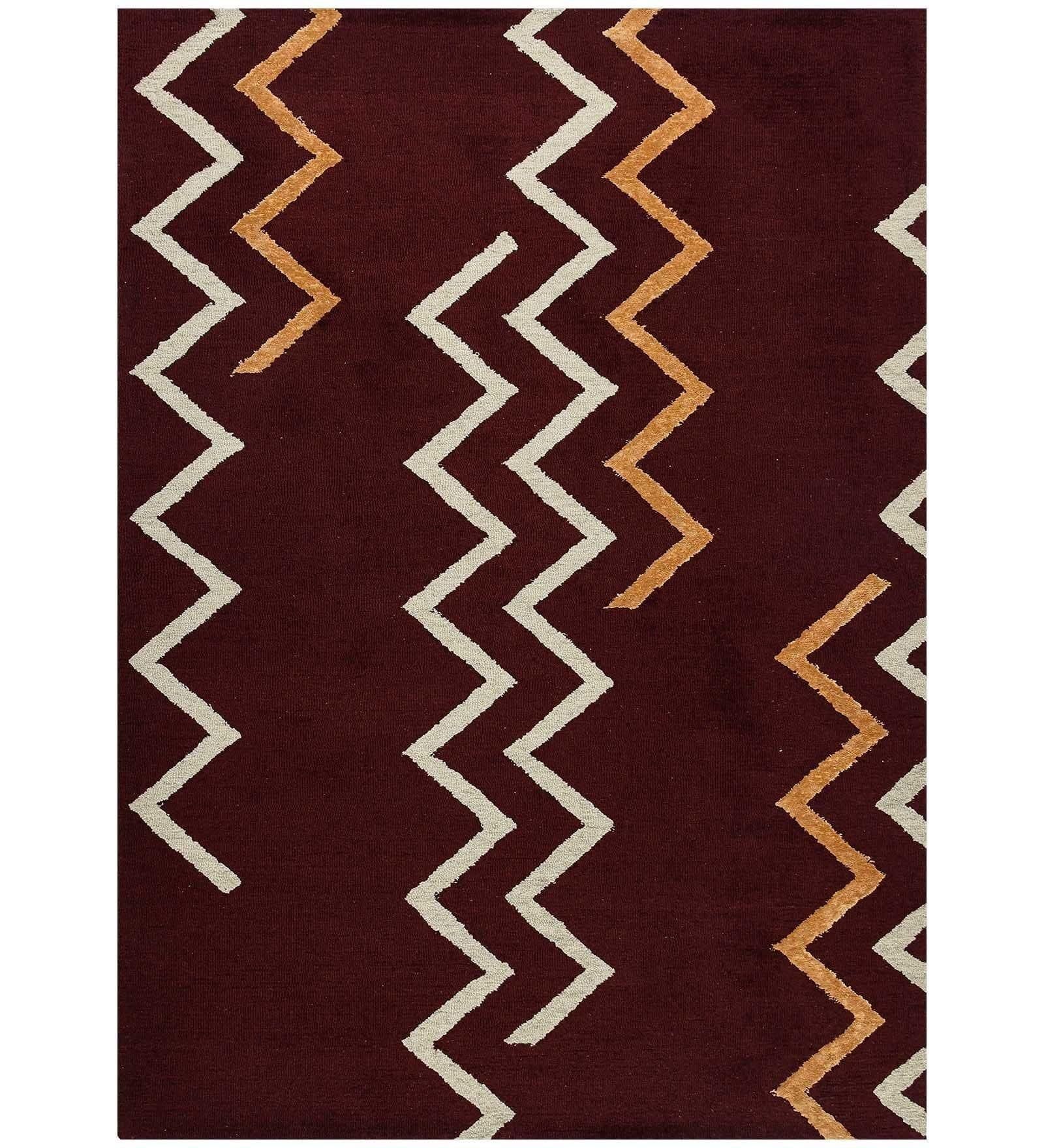 RED BERRY Wool & Viscose Canyan 8x10 Feet Hand-Tufted Carpet - Rug - Ouch Cart