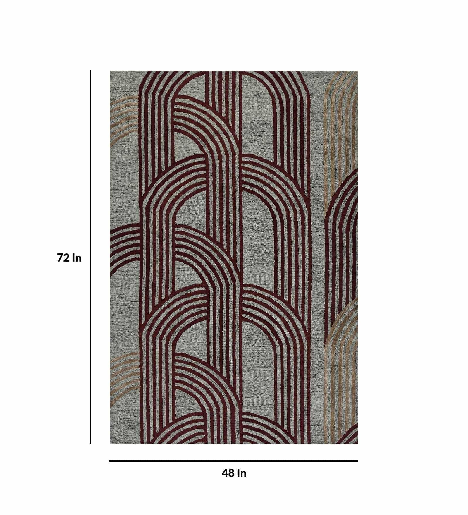 GRAPHITE Wool & Viscose Canyan 4x6 Feet Hand-Tufted Carpet - Rug - Ouch Cart