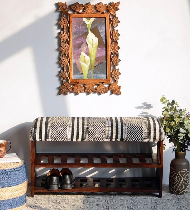 Panika Mango Wood Storage Bench In Cotton Brown Colour - Ouch Cart